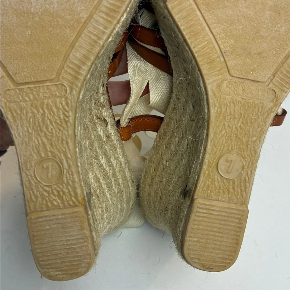 J.Crew Italian Leather Wedge Espadrilles Shoes Ballerina Straps 7 Vacation NWOB